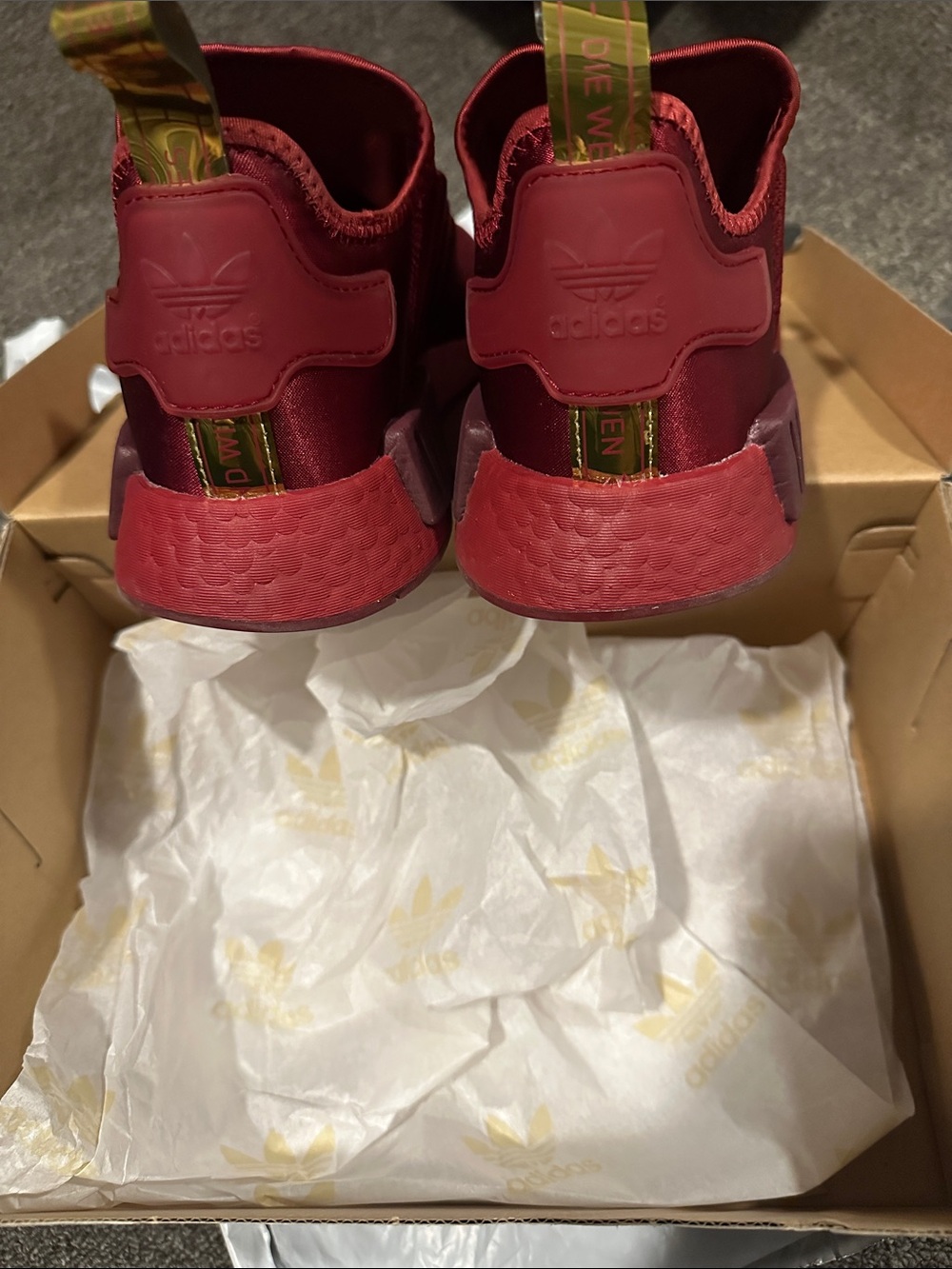 adidas Women's Burgundy Red Athletic Sneakers with Gold Logo - Picture 3 of 4